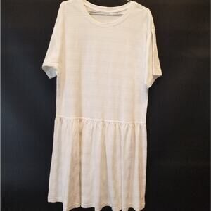 White Cotton NEW Comfort Dress Short Sleeve Round Neck Womens Size 39 inches Top